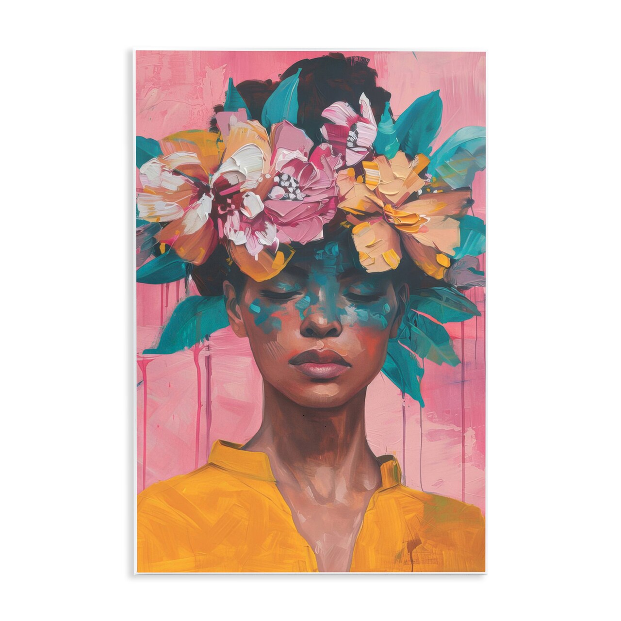 Stupell Industries Woman With Floral Headdress Wall Plaque Design by LSR Design Studio